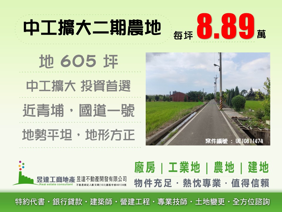 中工擴大二期農地【昱達工商地產】