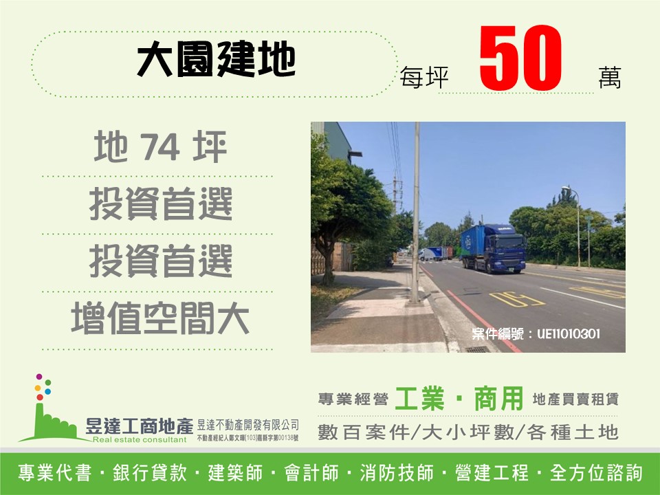 大園黃金建地【昱達工商地產】
