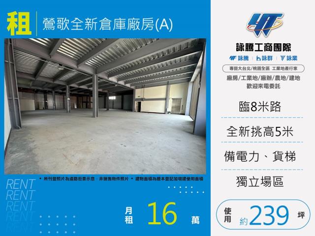 鶯歌全新貨梯倉庫廠房(A)145