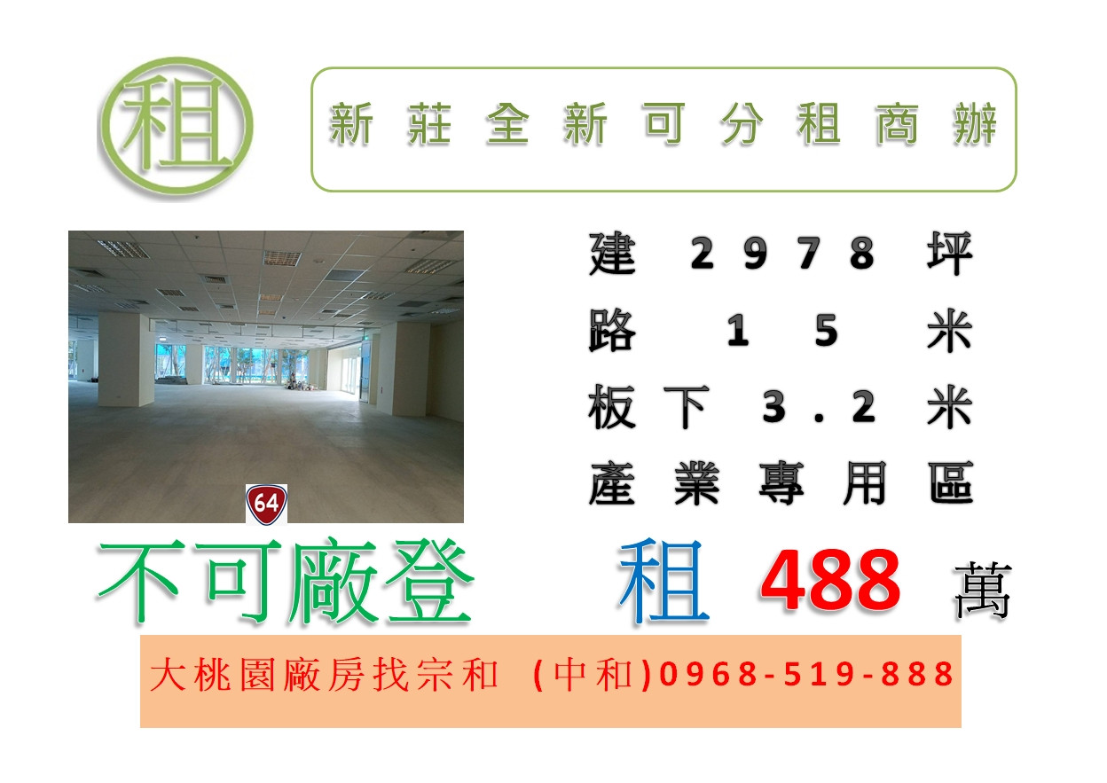 新莊全新可分租商辦